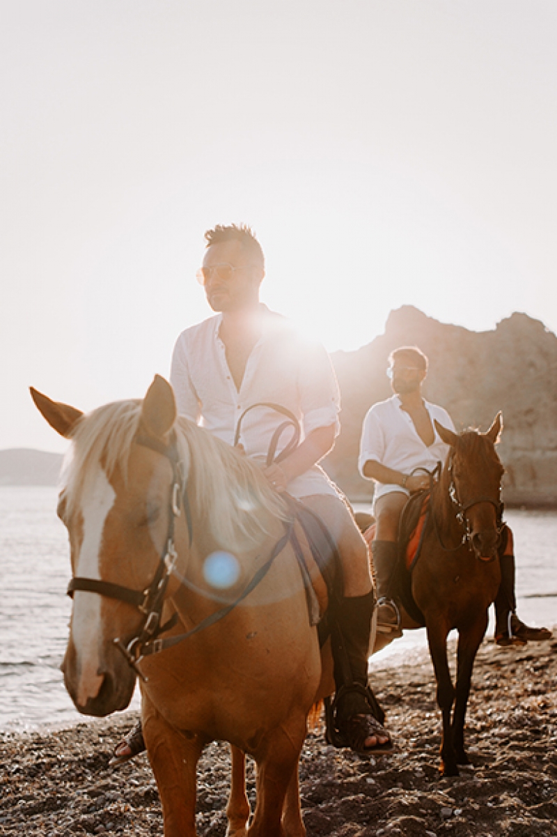 Same Sex Santorini Horse Riding Photography