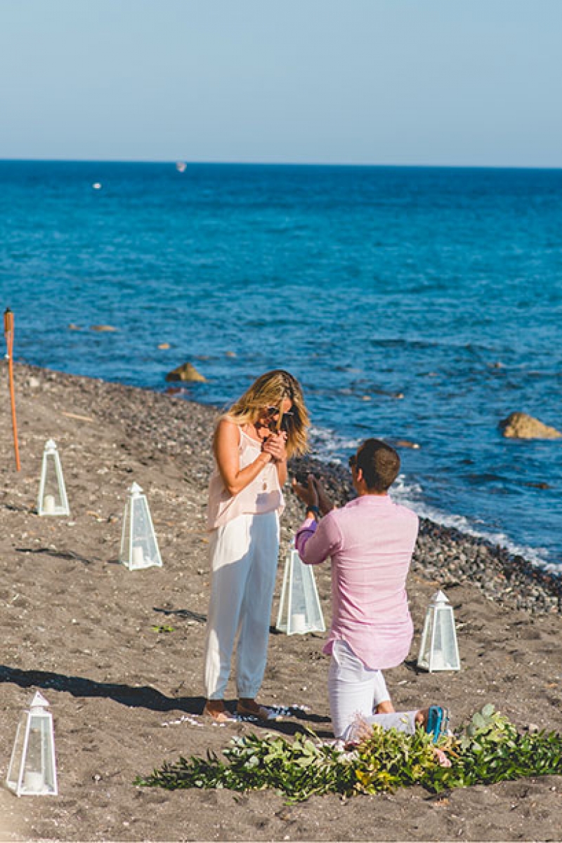 Proposal at Eros Beach, Santorini