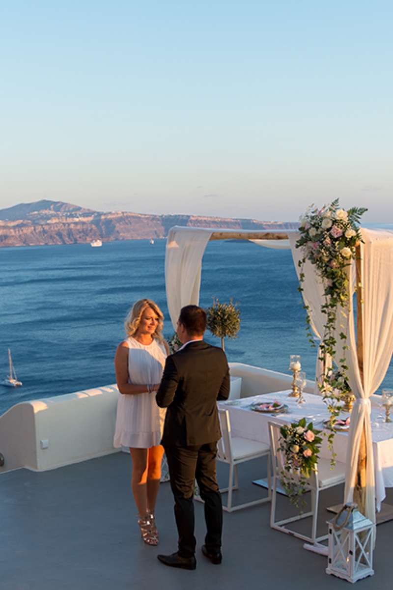 Romantic Destination Wedding Proposal at Canaves Oia Santorini