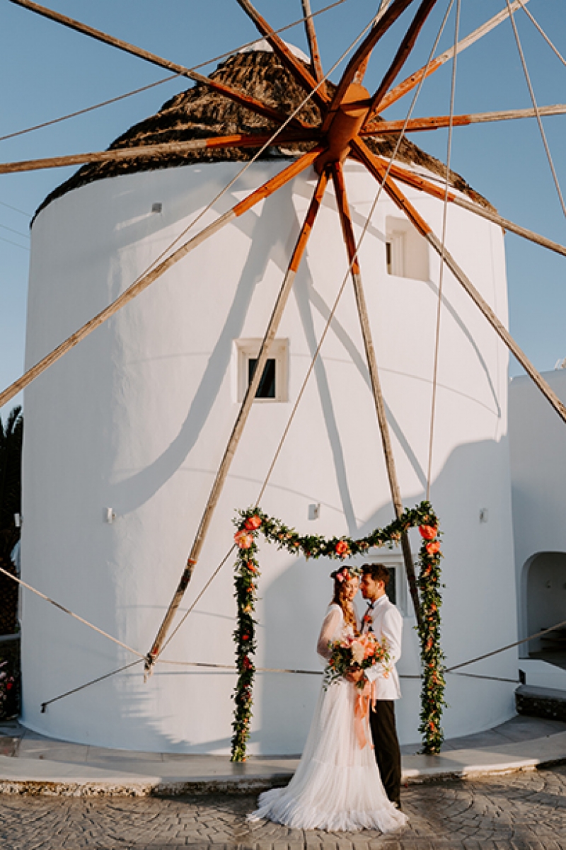 Mykonos Coral Elopement Styled Shoot